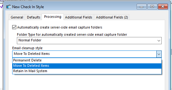  In CM 9.2 there is one combo-box to choose what happens to the email after filing. 